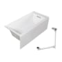 Transolid Unity 60" x 32" Three Wall Alcove Acrylic Soaking Tub with Right Drain, Drain Assembly, and Overflow White / Brushed Nickel
