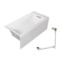 Transolid Unity 60" x 32" Three Wall Alcove Acrylic Soaking Tub with Right Drain, Drain Assembly, and Overflow White / Champagne Bronze