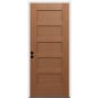 Trimlite 36" W x 80" H 5-Panel Contemporary Right-Hand Inswing Exterior Prehung Entry Door with Satin Nickel Hinges, 6-9/16" Door Jamb, and Bronze Sill Unfinished Fir
