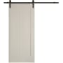 Trimlite 48" by 84" Plank Interior Barn Door with Track and Hardware Primed with Matte Black