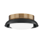 Troy Lighting Arnie 2 Light 15" Wide Flush Mount Ceiling Fixture Patina Brass / Glossy Black