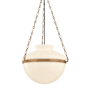 Troy Lighting Paradigm 19" Wide Pendant with Glossy Opal Glass Shade Patina Brass