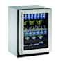 U-Line 24 Inch Wide 123 Can Capacity Energy Star Beverage Center with 79 12 Oz. Bottle Capacity and Wine Racks Stainless Steel