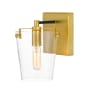 Varaluz Arlo 8" Tall Bathroom Sconce Black / Satin Brass