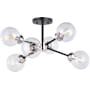 Vaxcel Lighting Orbit 6 Light 25" Wide Semi-Flush Ceiling Fixture with Glass Shades Satin Nickel / Oil Rubbed Bronze