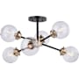 Vaxcel Lighting Orbit 6 Light 25" Wide Semi-Flush Ceiling Fixture with Glass Shades Oil Rubbed Bronze with Muted Brass