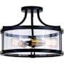 Vaxcel Lighting Holbrook 3 Light 16" Wide Semi-Flush Drum Ceiling Fixture Matte Black / Satin Brass