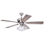 Vaxcel Lighting Huntley 52" 5 Blade Indoor Ceiling Fan with A Glass Shade Satin Nickel