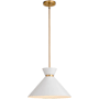 Vaxcel Lighting Racine 15" Wide Pendant Matte White / Natural Brass