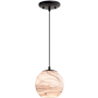 Vaxcel Lighting Milano 6" Wide Mini Pendant with Marble Glass Shade Matte Black