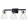 Vaxcel Lighting Ogden 3 Light 26" Wide Vanity Light with Clear Glass Shades Matte Black