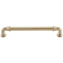 Vesta Fine Hardware Ronan Solid Brass 7" Center to Center Luxury Industrial Pipe Style Cabinet Handle / Drawer Pull Unlacquered Brass