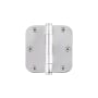 Viaggio 3.5" x 3.5" Solid Brass 5/8" Radius Corner Residential Mortise Butt Hinge with 6 Hole Arc Pattern and Button Tips Bright Chrome