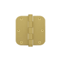 Viaggio 3.5" x 3.5" Solid Brass 5/8" Radius Corner Residential Mortise Butt Hinge with 6 Hole Arc Pattern and Button Tips Satin Brass