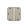 Viaggio 3.5" x 3.5" Solid Brass 5/8" Radius Corner Residential Mortise Butt Hinge with 6 Hole Arc Pattern and Button Tips Satin Nickel