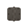 Viaggio 3.5" x 3.5" Solid Brass 5/8" Radius Corner Residential Mortise Butt Hinge with 6 Hole Arc Pattern and Button Tips Titanium Gray