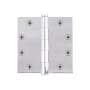 Viaggio 4.5" x 4.5" Solid Brass Square Corner Heavy Duty Mortise Loose Pin Butt Hinge with 8 Hole Template Arc Pattern and Button Tips Bright Chrome