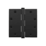 Viaggio 4.5" x 4.5" Solid Brass Square Corner Heavy Duty Mortise Loose Pin Butt Hinge with 8 Hole Template Arc Pattern and Button Tips Satin Black