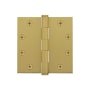 Viaggio 4.5" x 4.5" Solid Brass Square Corner Heavy Duty Mortise Loose Pin Butt Hinge with 8 Hole Template Arc Pattern and Button Tips Satin Brass