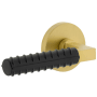 Viaggio Split Finish Left Handed Solid Brass Passage Door Lever Set with Contempo Rebar Lever and Circolo Rose - 2-3/8" Backset Satin Brass / Satin Black