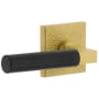 Viaggio Split Finish Left Handed Solid Brass Passage Door Lever Set with Contempo Lever and Quadrato Hammered Rose - 2-3/8" Backset Satin Brass / Satin Black