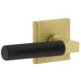 Viaggio Split Finish Left Handed Solid Brass Passage Door Lever Set with Contempo Fluted Lever and Quadrato Hammered Rose - 2-3/8" Backset Satin Brass / Satin Black