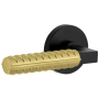 Viaggio Split Finish Left Handed Solid Brass Passage Door Lever Set with Contempo Rebar Lever and Circolo Rose - 2-3/4" Backset Satin Black / Satin Brass