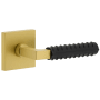 Viaggio Split Finish Right Handed Solid Brass Passage Door Lever Set with Contempo Rebar Lever and Quadrato Rose - 2-3/4" Backset Satin Brass / Satin Black