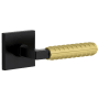 Viaggio Split Finish Right Handed Solid Brass Passage Door Lever Set with Contempo Rebar Lever and Quadrato Rose - 2-3/4" Backset Satin Black / Satin Brass