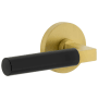 Viaggio Split Finish Left Handed Solid Brass Privacy Door Lever Set with Contempo Lever and Circolo Rose - 2-3/8" Backset Satin Brass / Satin Black