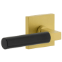 Viaggio Split Finish Left Handed Solid Brass Privacy Door Lever Set with Contempo Lever and Quadrato Rose - 2-3/8" Backset Satin Brass / Satin Black