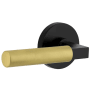 Viaggio Split Finish Left Handed Solid Brass Privacy Door Lever Set with Contempo Lever and Circolo Rose - 2-3/8" Backset Satin Black / Satin Brass