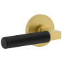 Viaggio Split Finish Left Handed Solid Brass Privacy Door Lever Set with Contempo Fluted Lever and Circolo Rose - 2-3/4" Backset Satin Brass / Satin Black