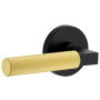 Viaggio Split Finish Left Handed Solid Brass Privacy Door Lever Set with Contempo Fluted Lever and Circolo Rose - 2-3/4" Backset Satin Black / Satin Brass