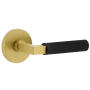 Viaggio Split Finish Right Handed Solid Brass Privacy Door Lever Set with Contempo Lever and Circolo Rose - 2-3/8" Backset Satin Brass / Satin Black