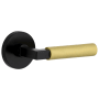 Viaggio Split Finish Right Handed Solid Brass Privacy Door Lever Set with Contempo Lever and Circolo Rose - 2-3/8" Backset Satin Black / Satin Brass