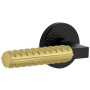 Viaggio Split Finish Left Handed Solid Brass Non-Turning One-Sided Dummy Door Lever with Contempo Rebar Lever and Circolo Hammered Rose Satin Black / Satin Brass