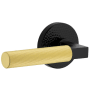 Viaggio Split Finish Left Handed Solid Brass Non-Turning One-Sided Dummy Door Lever with Contempo Fluted Lever and Circolo Hammered Rose Satin Black / Satin Brass