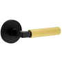 Viaggio Split Finish Right Handed Solid Brass Non-Turning One-Sided Dummy Door Lever with Contempo Fluted Lever and Circolo Hammered Rose Satin Black / Satin Brass