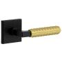 Viaggio Split Finish Right Handed Solid Brass Non-Turning One-Sided Dummy Door Lever with Contempo Rebar Lever and Quadrato Hammered Rose Satin Black / Satin Brass