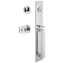 Viaggio Quadrato Full Plate Keyed Entry "D" Grip Handleset with Quadrato Crystal Interior Knob and Circolo Trim - 2-3/4" Backset Bright Chrome