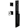Viaggio Quadrato Full Plate Keyed Entry "D" Grip Handleset with Stella Crystal Interior Knob and Quadrato Trim - 2-3/4" Backset Satin Black