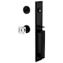 Viaggio Quadrato Full Plate Keyed Entry "D" Grip Handleset with Quadrato Crystal Interior Knob and Circolo Trim - 2-3/4" Backset Satin Black