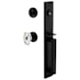 Viaggio Quadrato Full Plate Keyed Entry "D" Grip Handleset with Stella Crystal Interior Knob and Circolo Trim - 2-3/8" Backset Satin Black