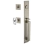 Viaggio Quadrato Full Plate Keyed Entry "D" Grip Handleset with Stella Crystal Interior Knob and Quadrato Trim - 2-3/4" Backset Satin Nickel