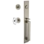 Viaggio Quadrato Full Plate Keyed Entry "D" Grip Handleset with Stella Crystal Interior Knob and Circolo Trim - 2-3/8" Backset Satin Nickel