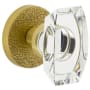 Viaggio Motivo Solid Brass Passage Door Knob Set with Stella Crystal Knob and Circolo Leather Rosette - 2-3/8" Backset Satin Brass