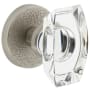 Viaggio Motivo Solid Brass Passage Door Knob Set with Stella Crystal Knob and Circolo Leather Rosette - 2-3/8" Backset Satin Nickel