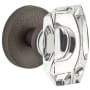 Viaggio Motivo Solid Brass Passage Door Knob Set with Stella Crystal Knob and Circolo Leather Rosette - 2-3/8" Backset Titanium Gray