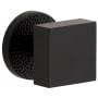 Viaggio Circolo Hammered Solid Brass Passage Door Knob Set with Quadrato Brass Knob and Hammered Rosette - 2-3/8" Backset Satin Black